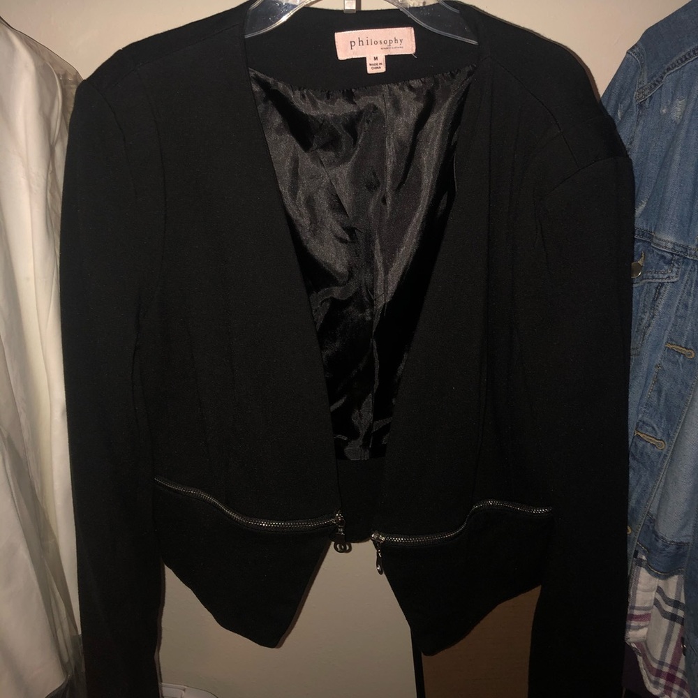 Philosophy black zipper blazer